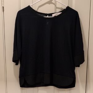 Loft Women's Black And Navy Top Size S